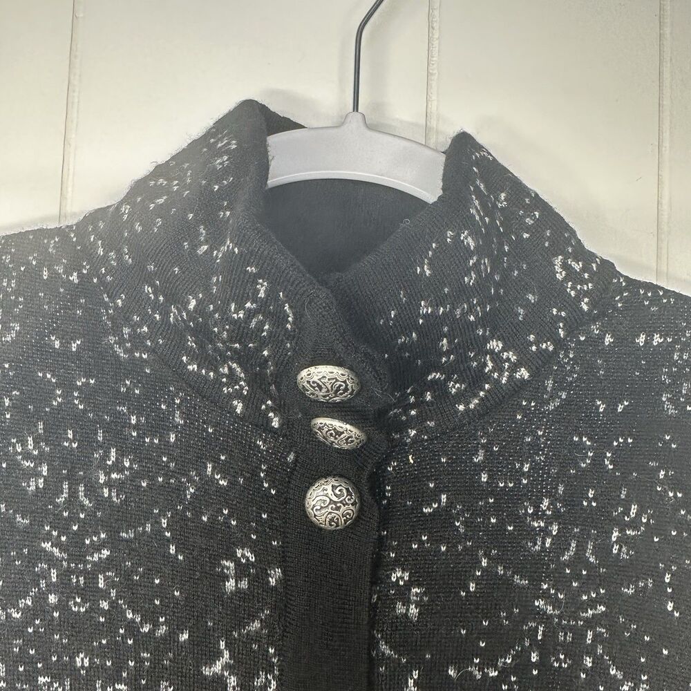 Women’s Icelandic Design 100% Wool Long Coat Jacket Black Gray Button Front S - Picture 13 of 16